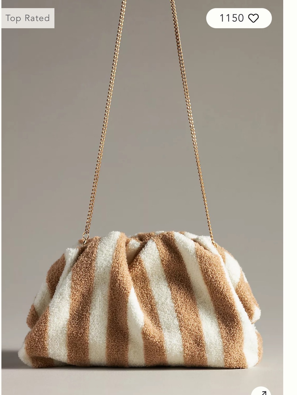 NWT Anthropologie Frankie Clutch: Terry Edition Striped Plush Shoulder Bag